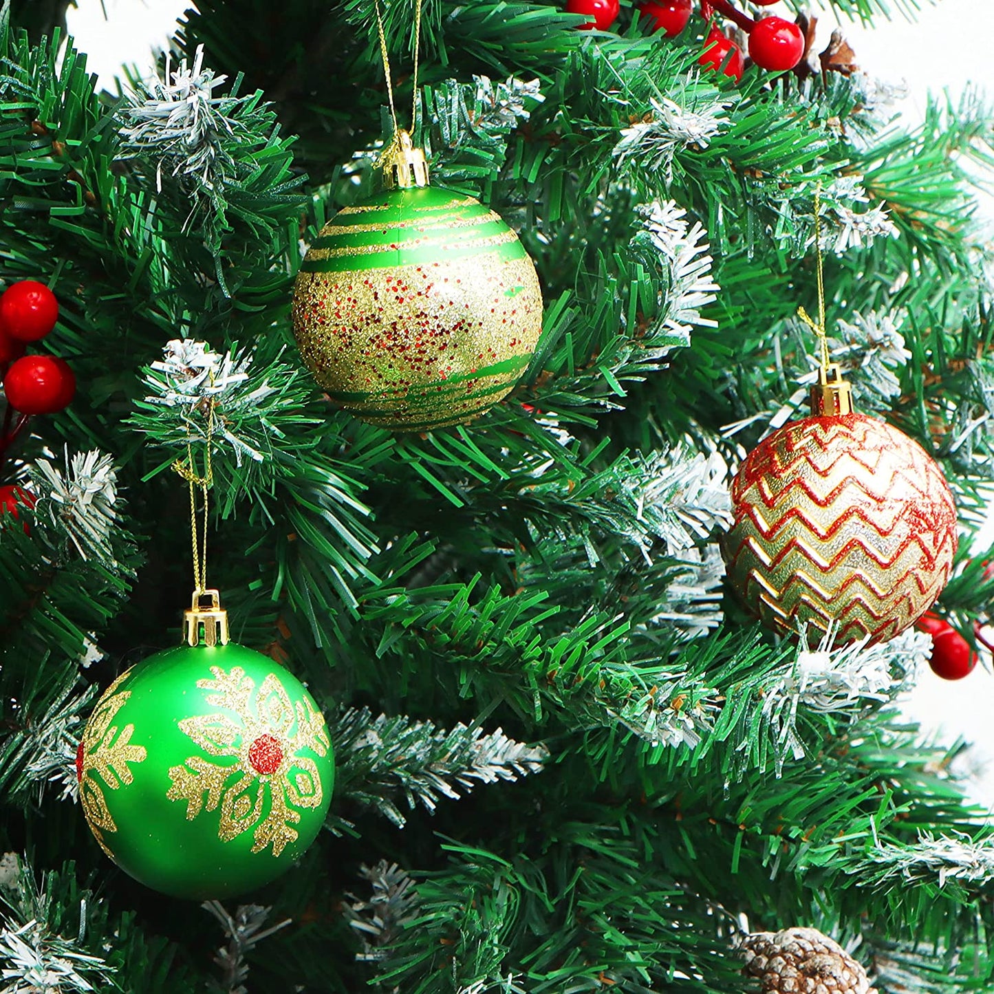 24 Pcs Christmas Ball Glitter Ornaments Set