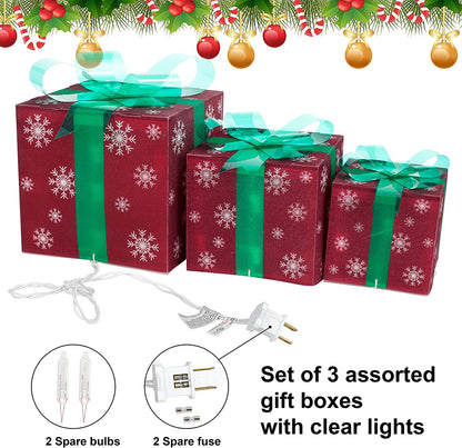 Set of 3 Snowflakes Christmas Light Gift Boxes D¡§|cor