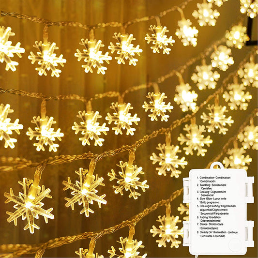 50 LED Snowflake String Fairy Lights