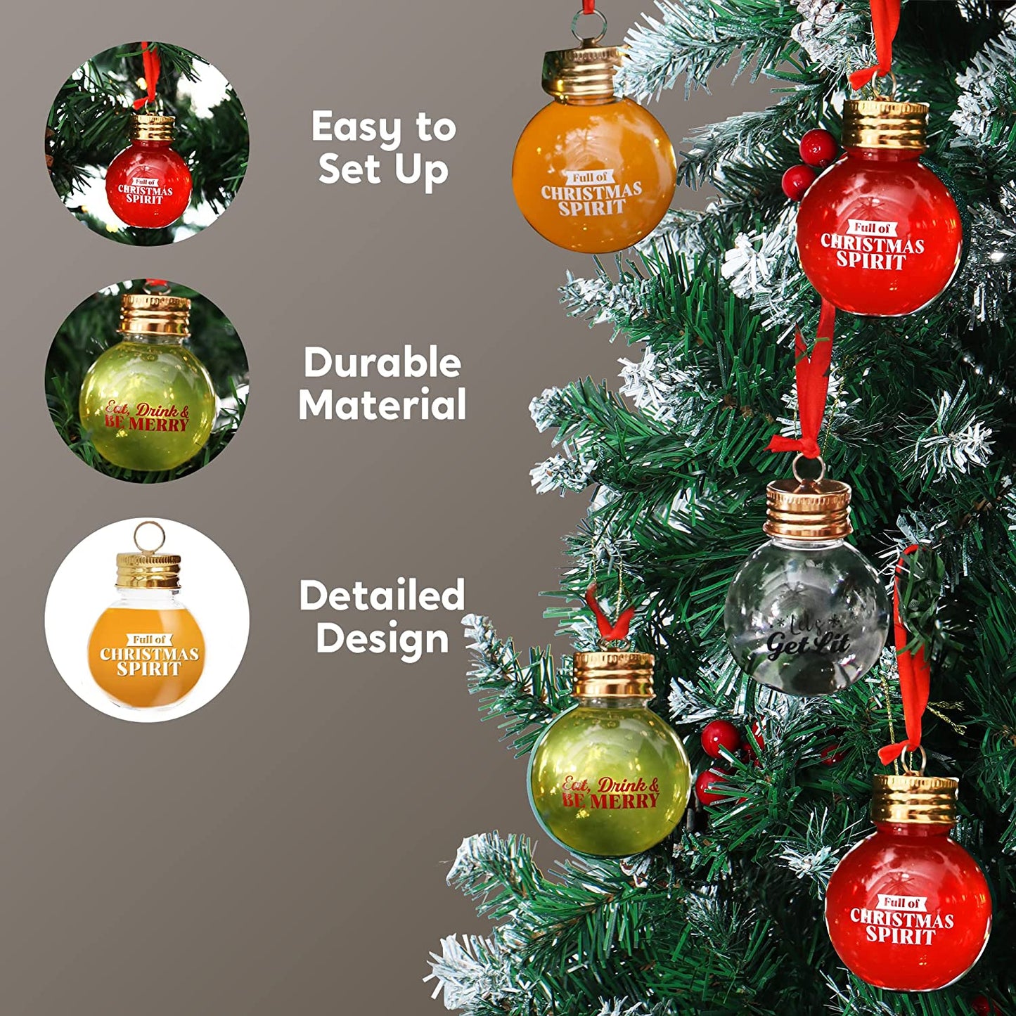 9 Pcs Boozeball Christmas Ornaments