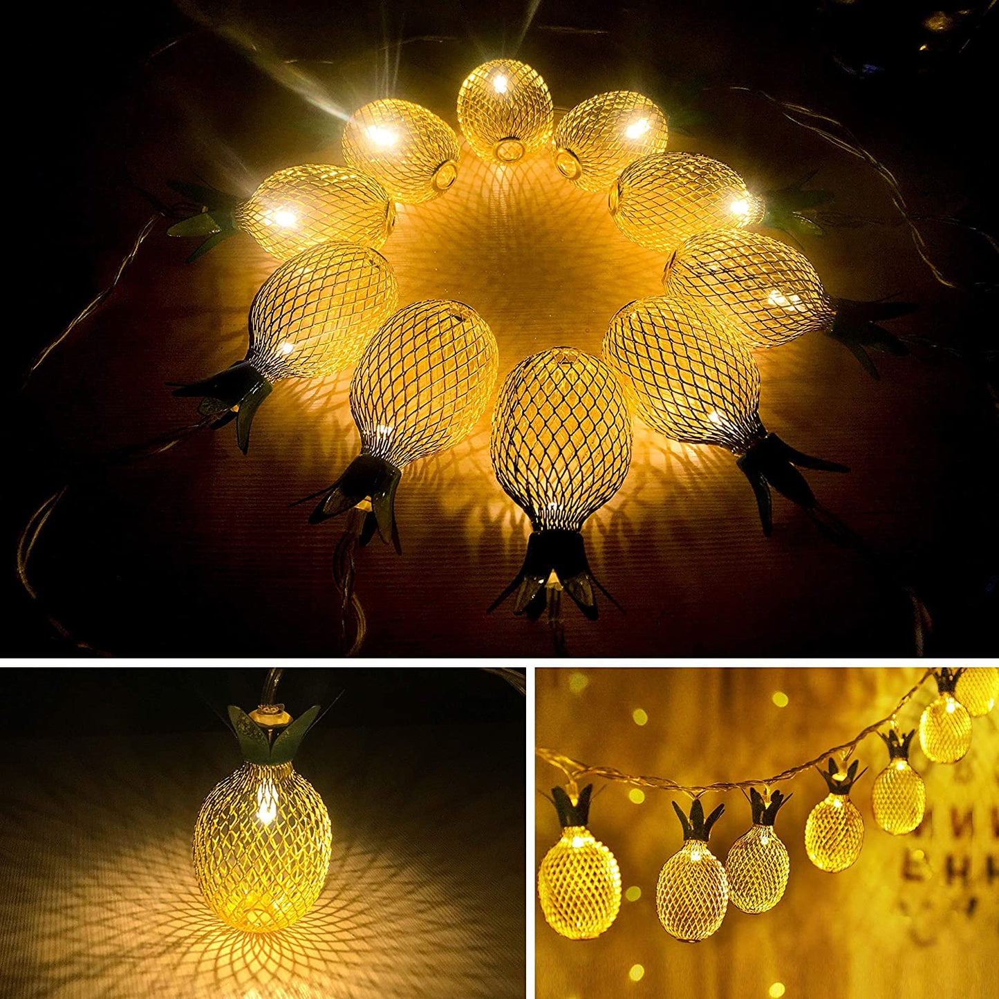 10ft 10 LED Pineapple Fairy String Lights, 2 Pack