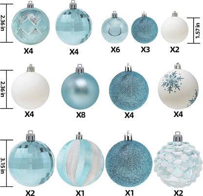 71 Pcs Assorted Ornaments, Blue and White