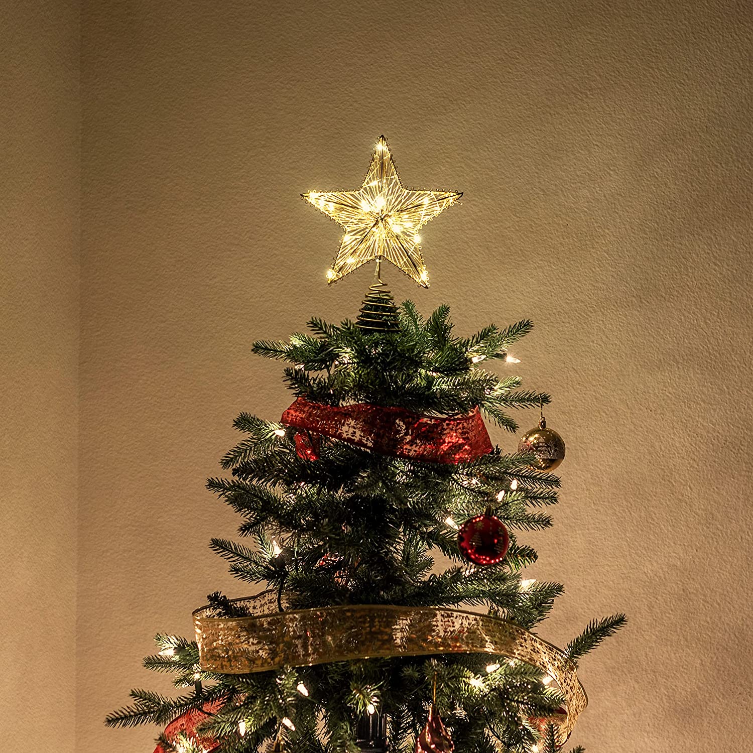 Joiedomi 10 Gold Star Tree Topper w/Projectorights 
