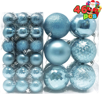 46ct Assorted Size Christmas Ball Ornaments - Baby Blue