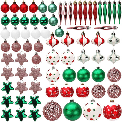 76Pcs Red & Green Christmas Ornaments Assorted Style