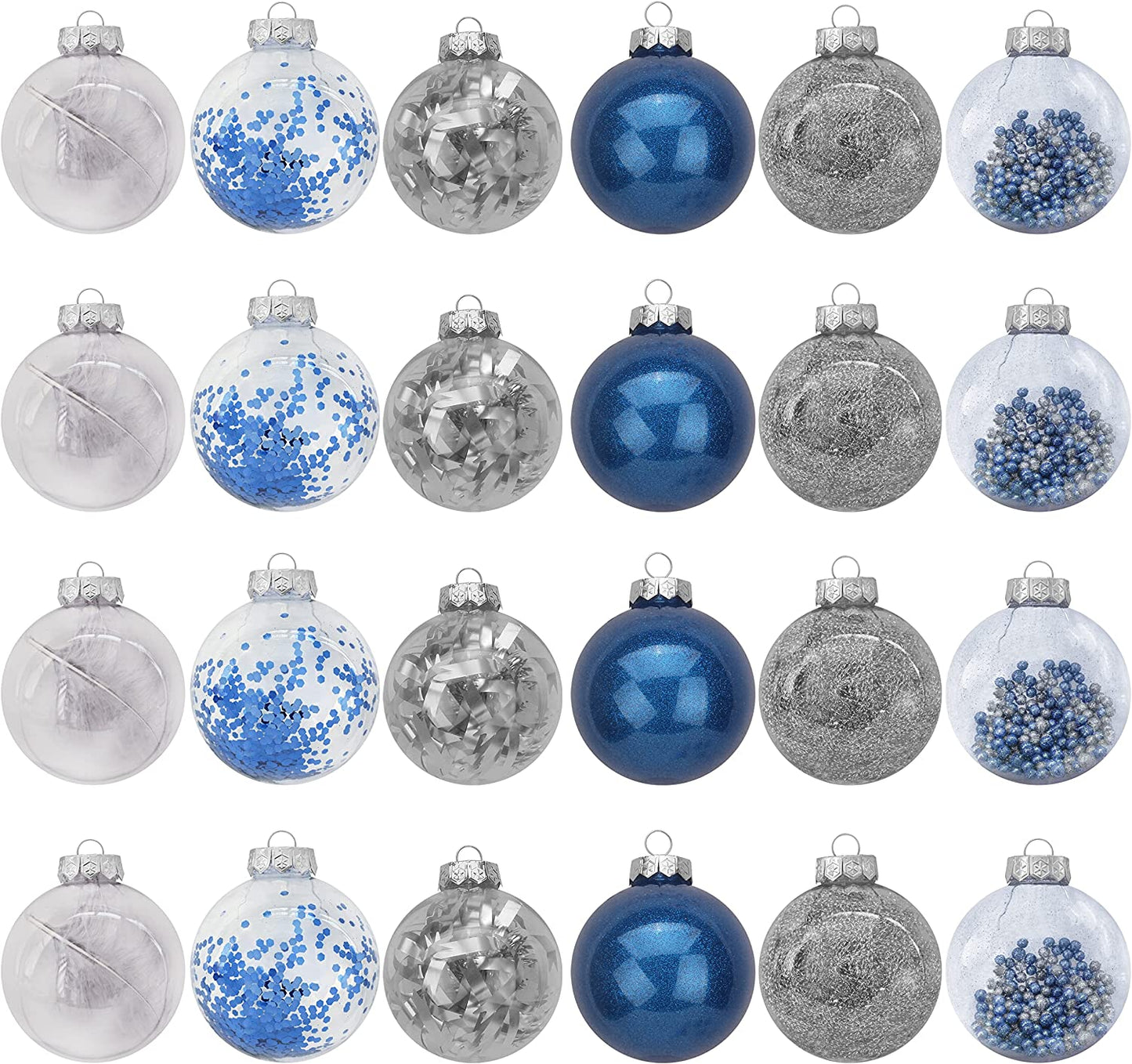 24Pcs Blue Plastic Clear Ball Ornaments with Filling