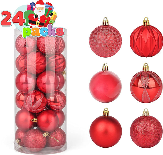 2.36in Red Christmas Ball Ornaments 24Pcs