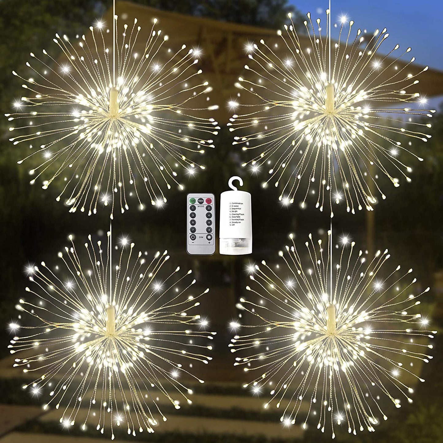 4 Pack 120 LED Hanging Fairy Lights (Warm White)