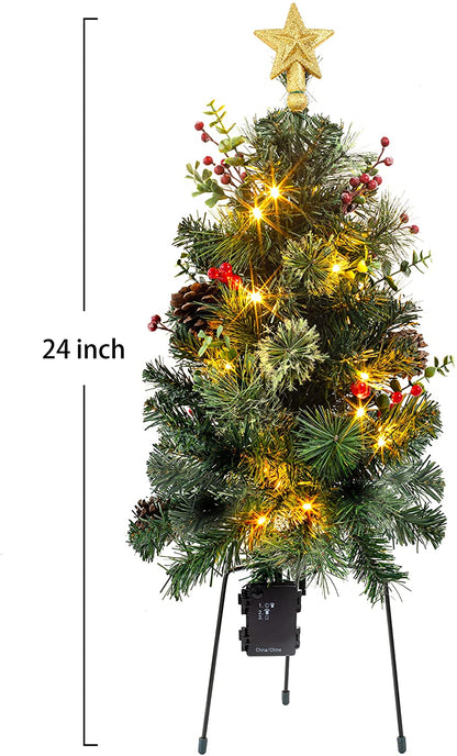 24in Christmas Prelit Pathway Tree 2 Pack