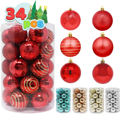 34 Pcs Christmas Ball Ornaments (Red)