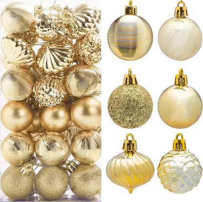 1.57"Gold Christmas Ball Ornaments 36Pcs
