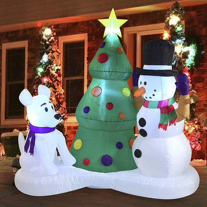 Large Snowman with Christmas Tree Inflatable (6 ft)