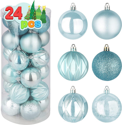 2.36" Teal Christmas Ball Ornaments 24Pcs
