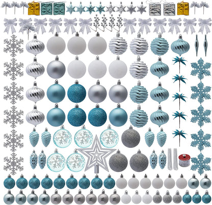 130 Pcs Assorted Christmas Ornaments Set