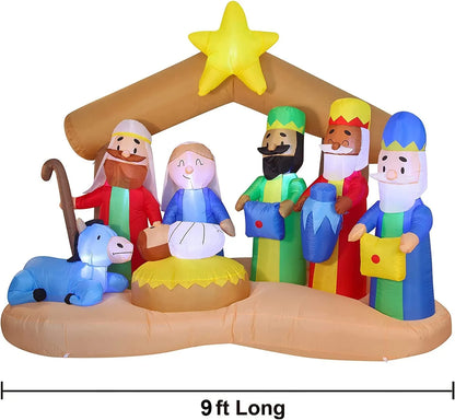 9ft Inflatable Nativity of Jesus with Three Wisemen