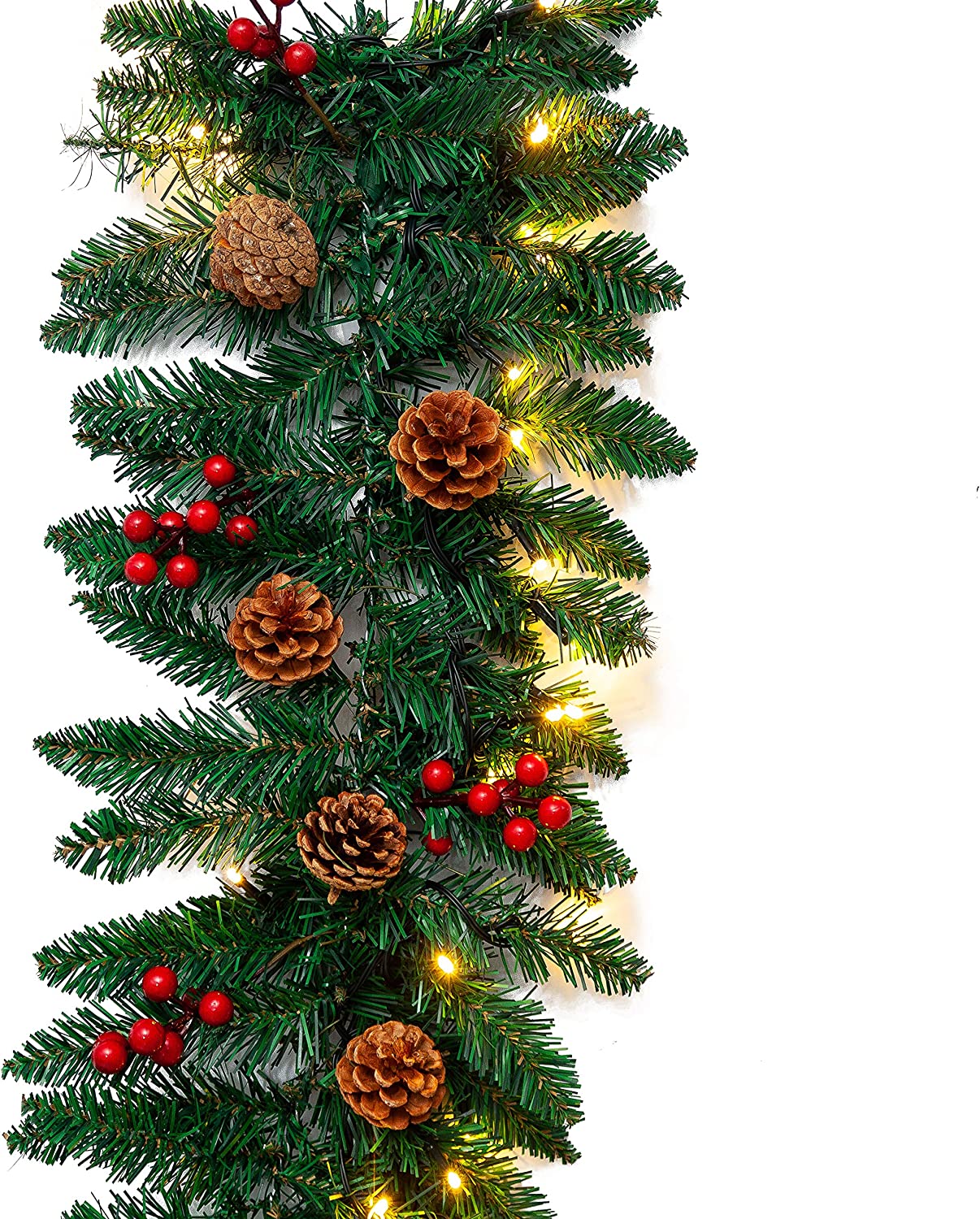 9 ft Artificial Garland with100 LED Lights & Decorations