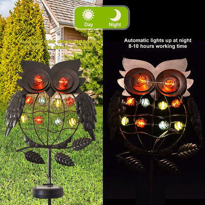 40in 10 LED Metal Owl Solar Stake Lights