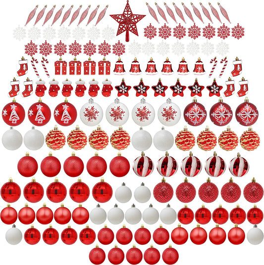 157 Pcs Red and White Christmas Ornaments