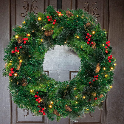 24in Prelit Battery Operated Christmas Wreath