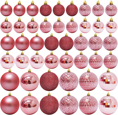 46ct Assorted Size Rose Gold Christmas Ball Ornaments