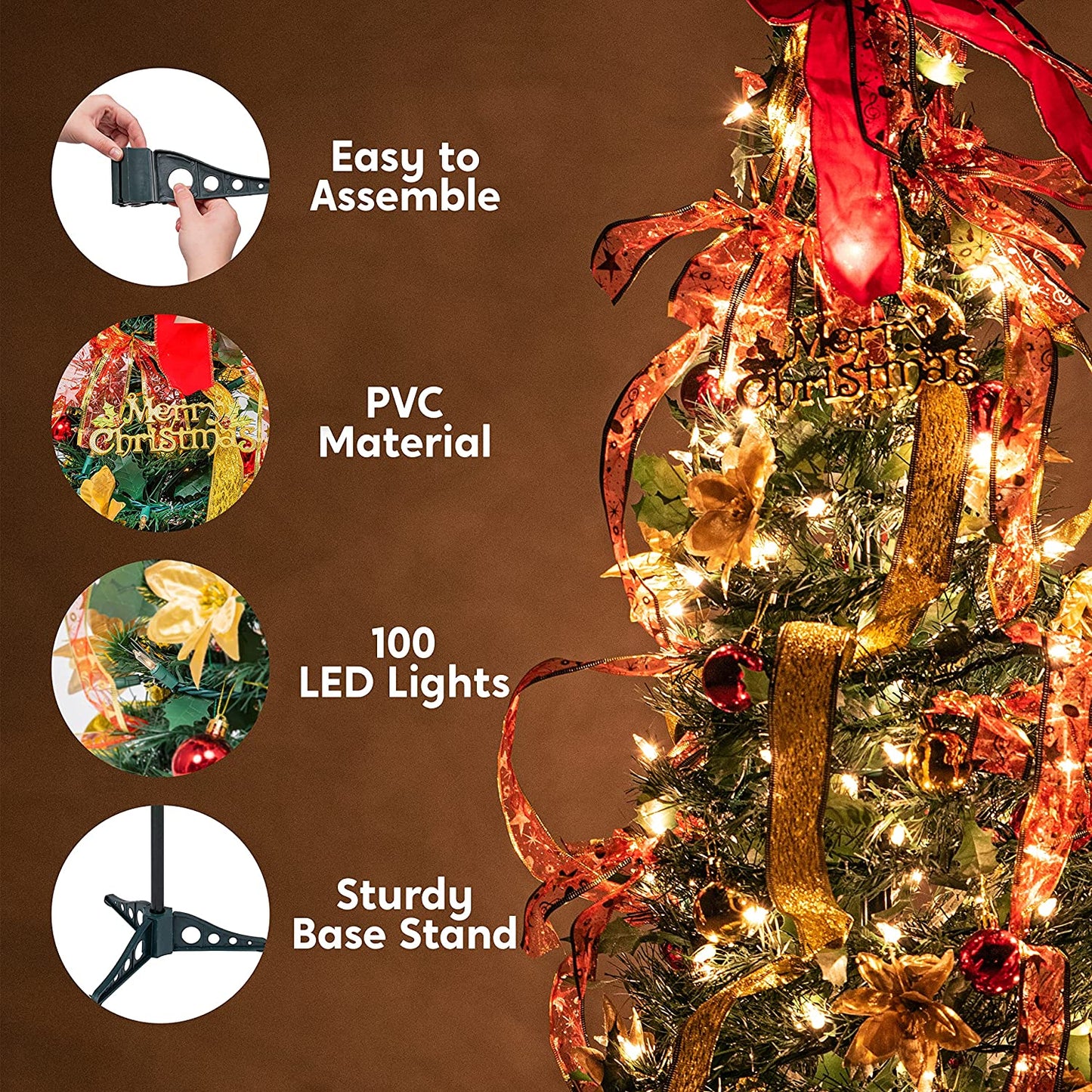 Prelit Pull Up Xmas Tree with Accessories, 3.3 ft