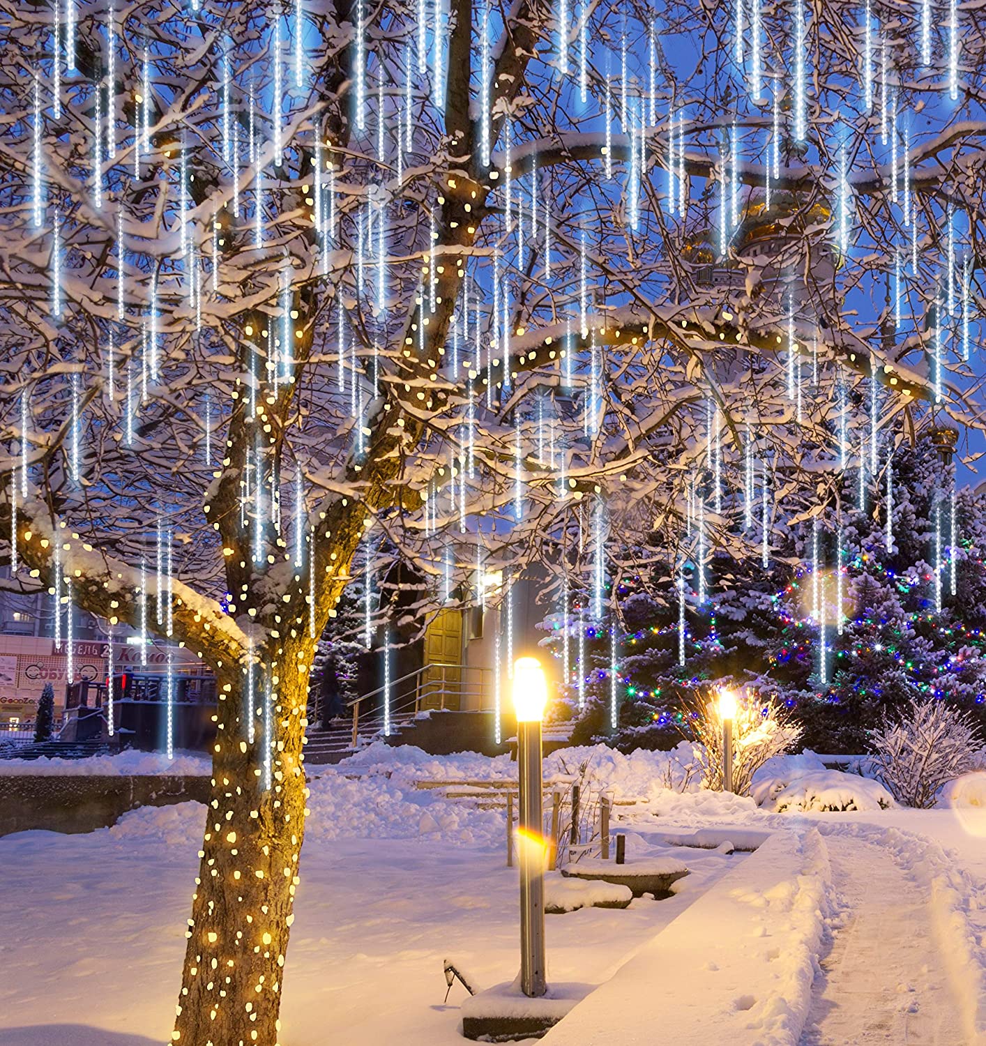 540 LEDS CHRISTMAS METEOR SHOWER LIGHTS, WHITE – Joiedomi