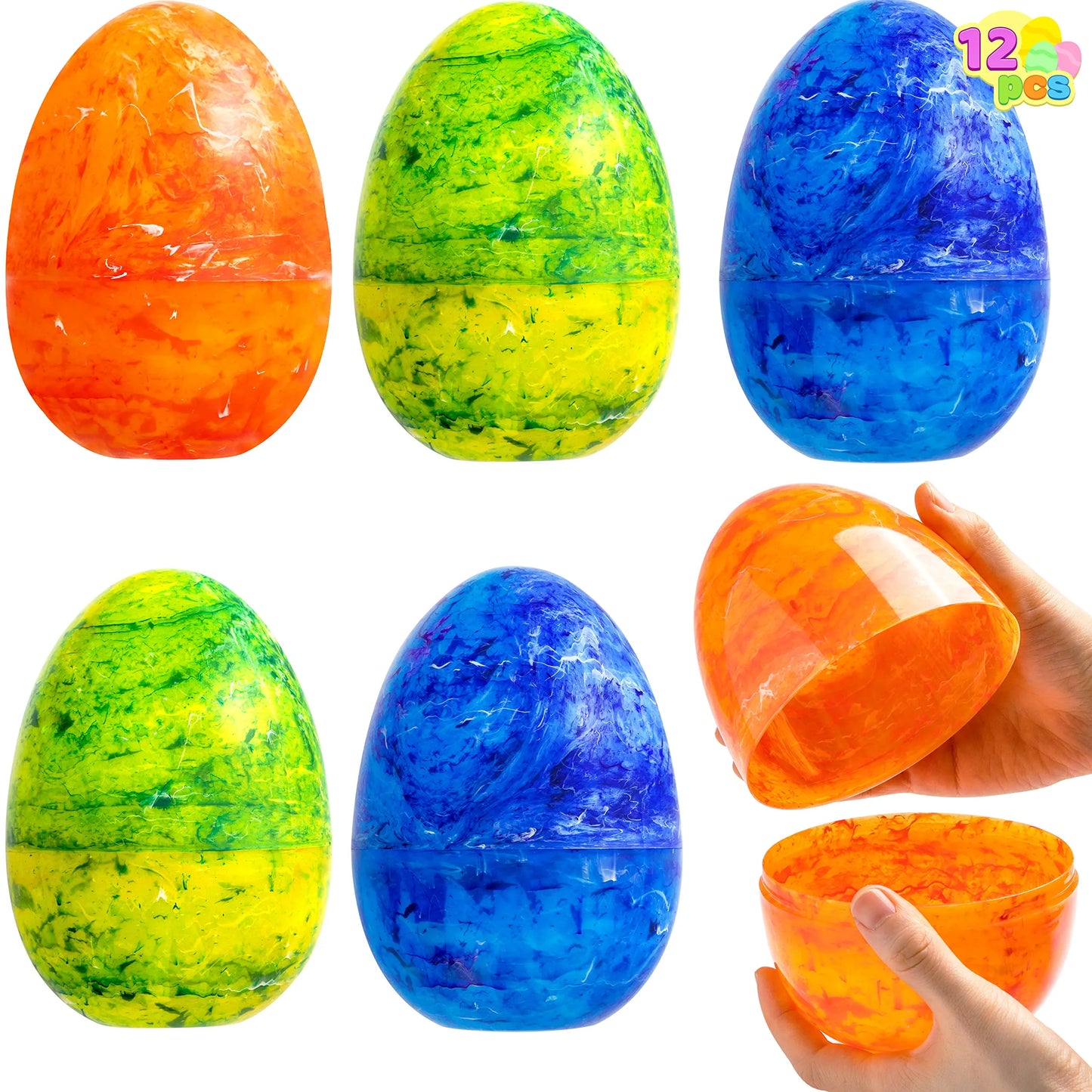 12Pcs Painted Plastic Easter Eggs Shells 6.3in