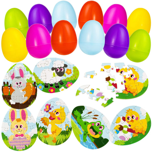 12Pcs Jigsaw Puzzle Prefilled Easter Eggs 2.2in