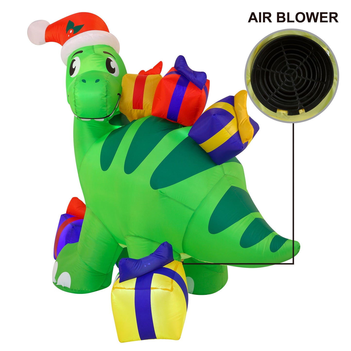 6 FT Long Inflatable Brachiosaurus Carrying Gifts with Build-in LEDs