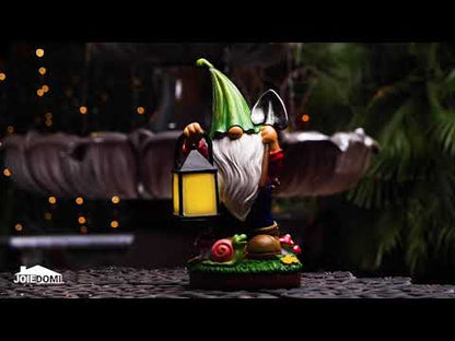 Gnome Statue with Solar LED Lights, Hanging Lantern