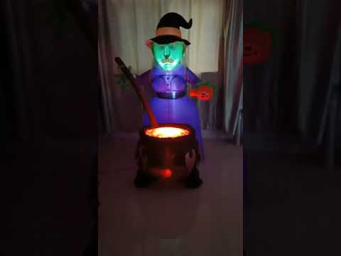 6 FT outlet Halloween Inflatable Witch with Cauldron and Projected 3D Fake Fire Light