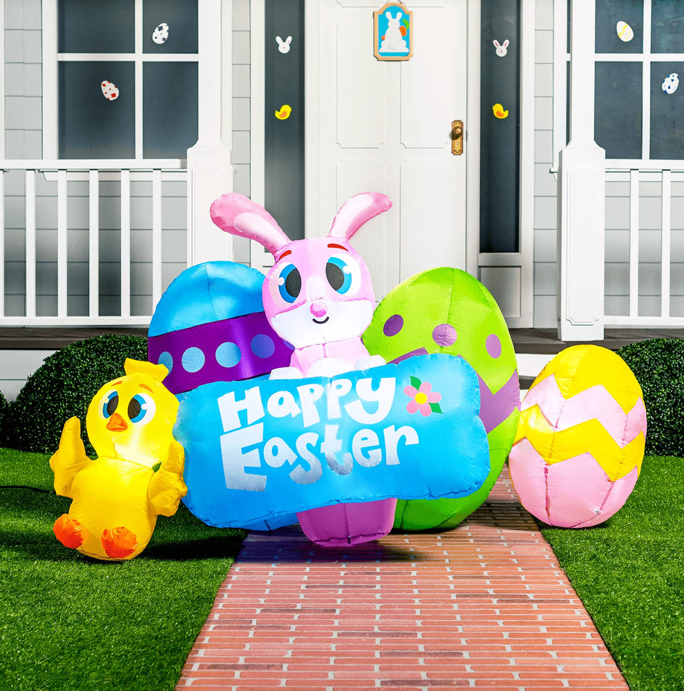 Large Easter Inflatable Decoration Sign Blow Up (6ft)- JOIEDOMI
