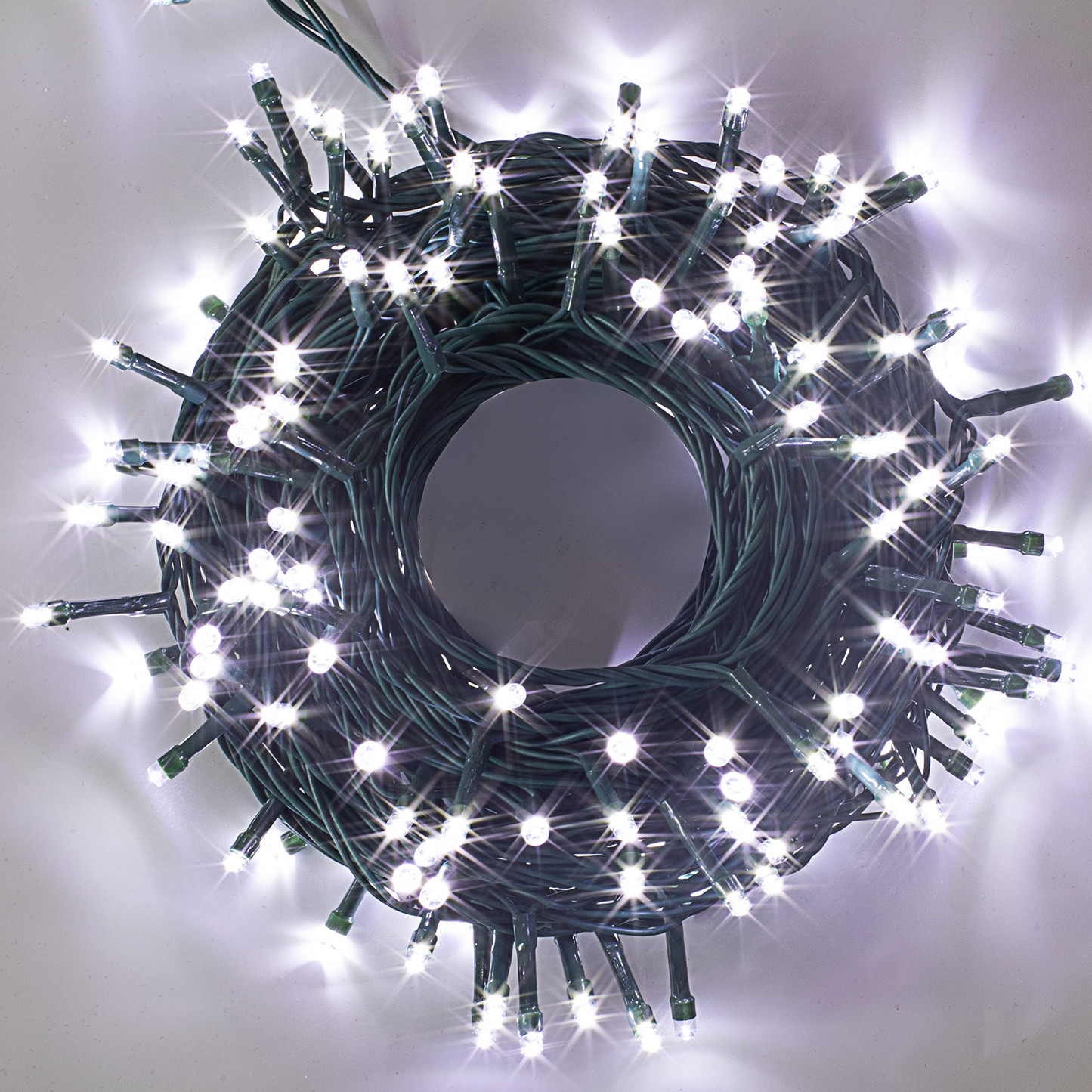 150 White LED Green Wire String Lights