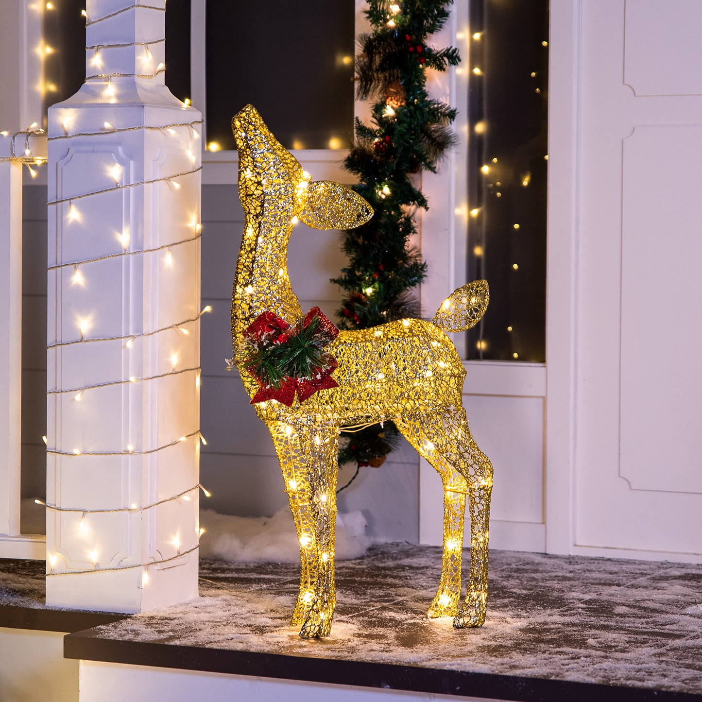 3ft LED Yard Lights - Fabric Gold Fawn