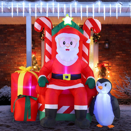Large Santa  on Candy Throne Inflatable (6 ft)