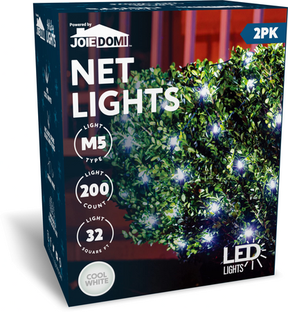 2 Pack 100 LED Christmas Net Lights Cool White