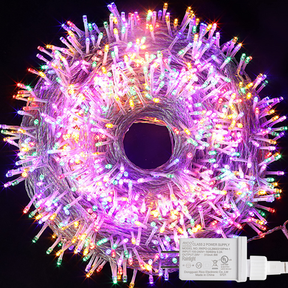 1000 Multicolor LED Clear Wire String Lights