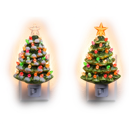 2 Packs Ceramic Christmas Tree Night Light