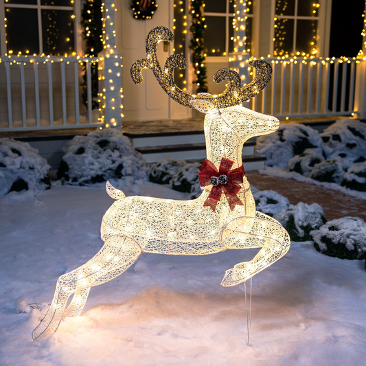 5ft Yard Lights - Fabric White Buck (Jumping)