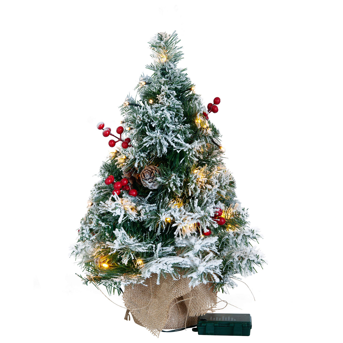 22in Snow Flocked Prelit Table-top Christmas Tree