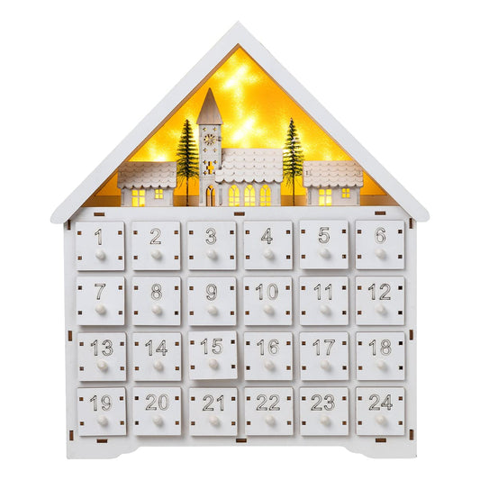 Snow House Trees LED Wooden Advent Calendar