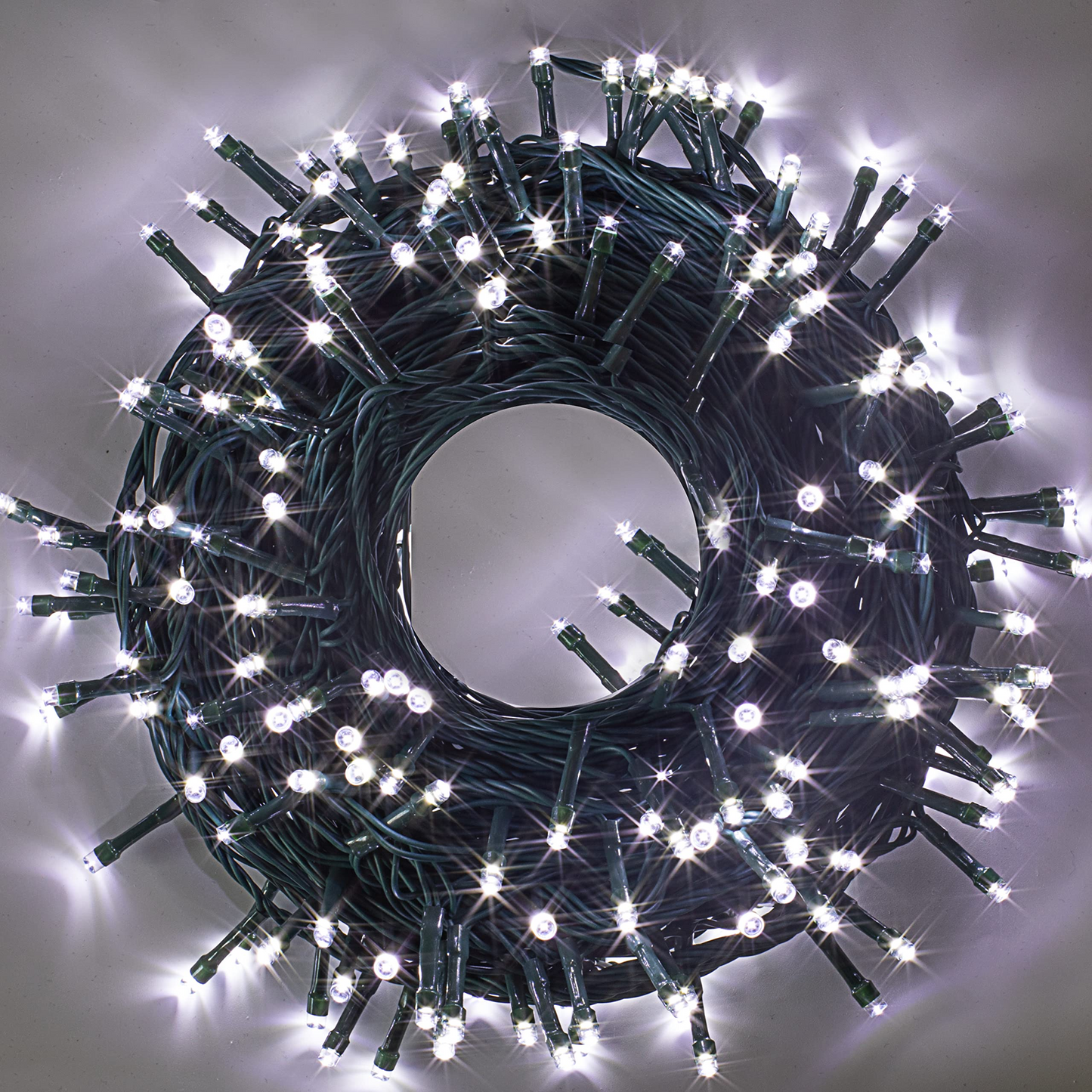 250 White LED Green Wire String Lights
