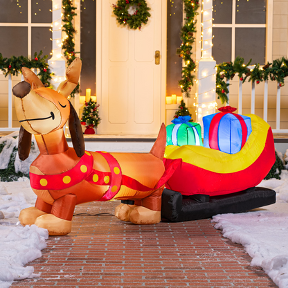 Jumbo Christmas Puppy Inflatable (8 ft)