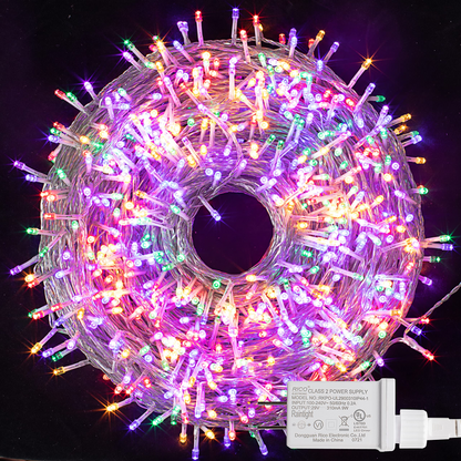 800 Multicolor LED Clear Wire String Lights, 8 Modes
