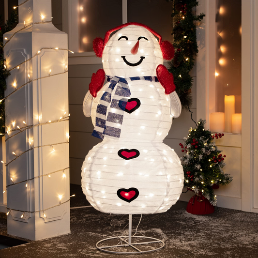 3ft LED Yard Lights - Collapsible Snowman with Earmuffs