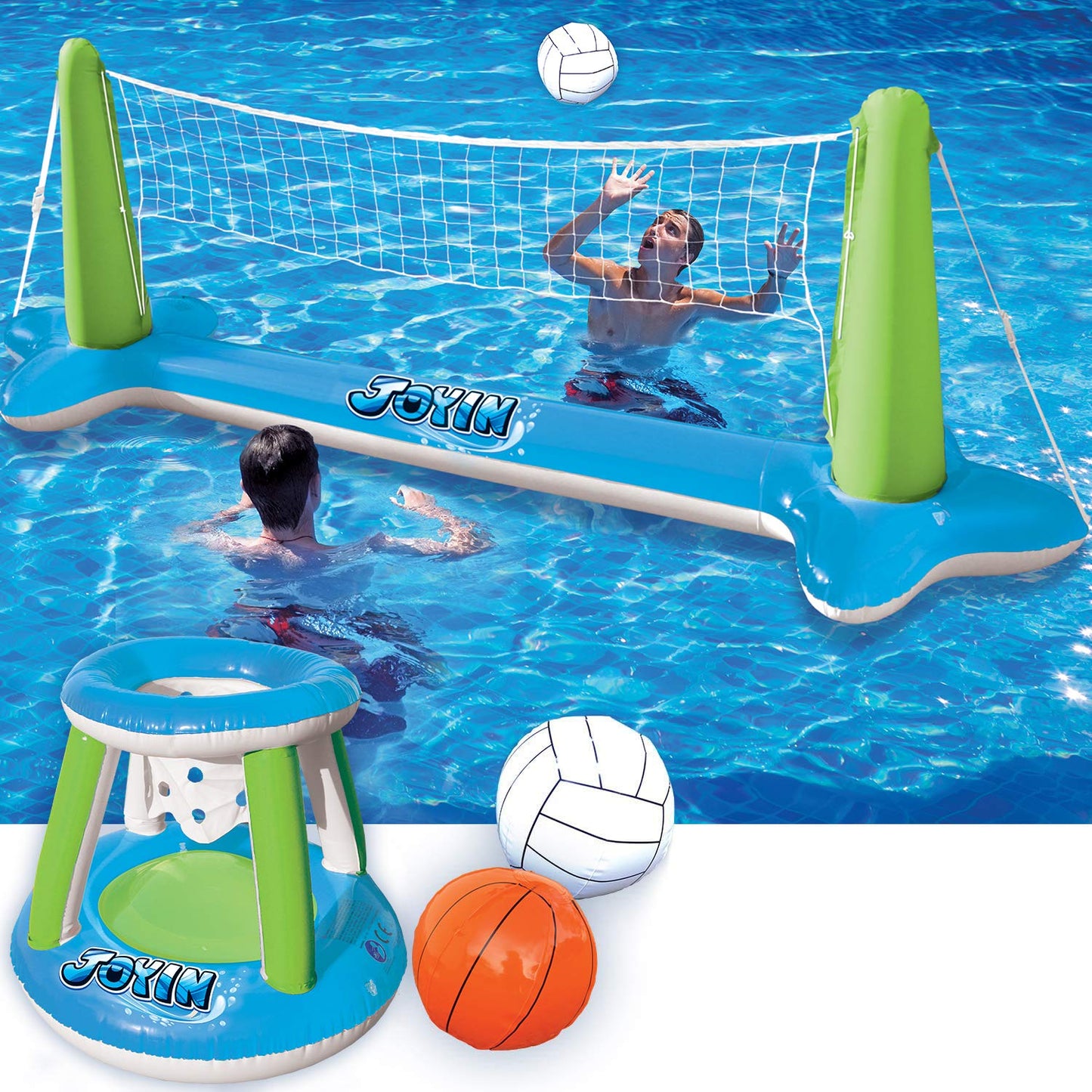 SLOOSH - Inflatable Basketball & Volleyball Green & Blue