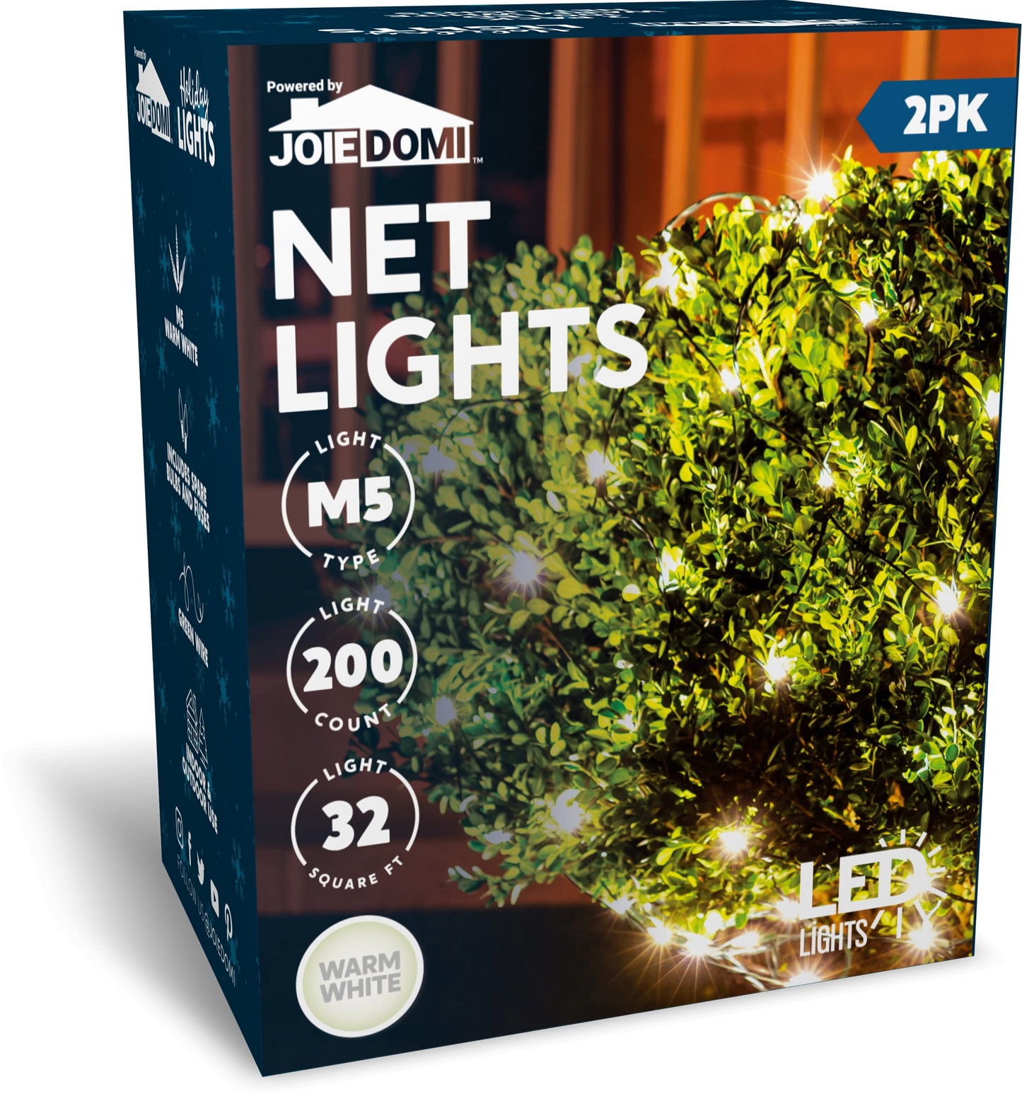 2 Pack 100 LED Christmas Net Lights Warm White