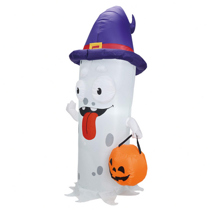 Tall Ghost with Pumpkin Candy Pail Inflatable (5 ft)