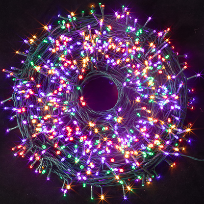1000 Multicolor LED Green Wire String Lights