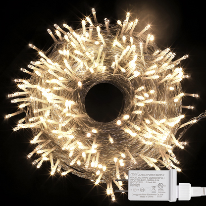 300 Warm White LED Clear Wire String Lights